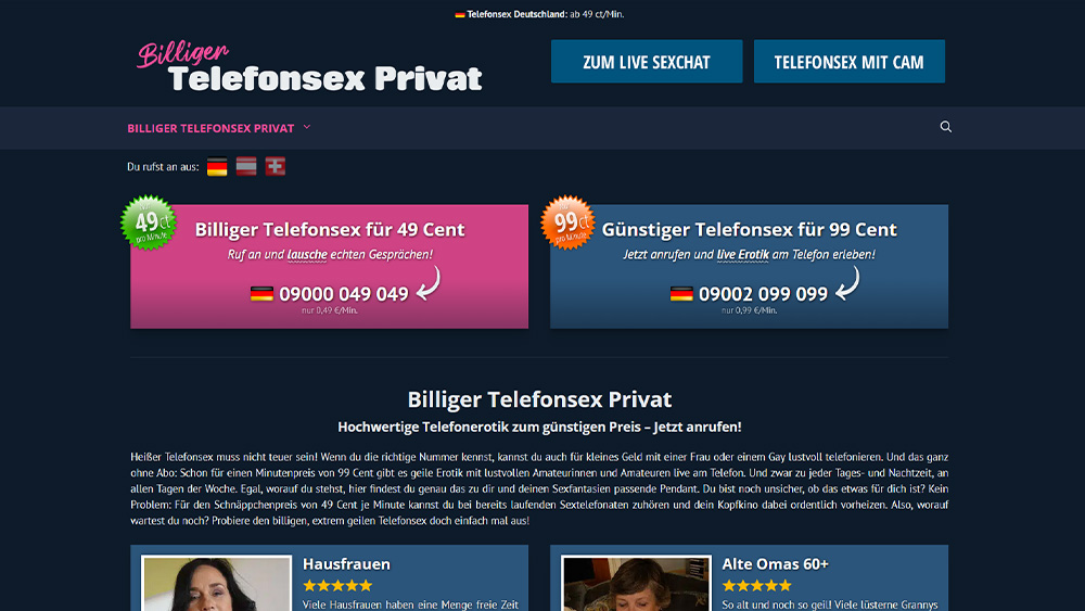 Billiger Telefonsex Privat