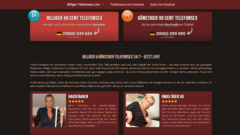 Billiger Telefonsex Live
